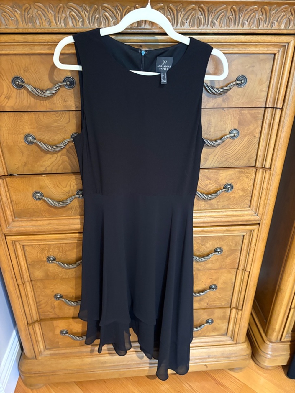 Adrianna Papell Black Sleeveless Asymmetrical Hem Dress